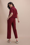 Zivame Knit Cotton Loungewear Set - New Maroon — thumbnail 3